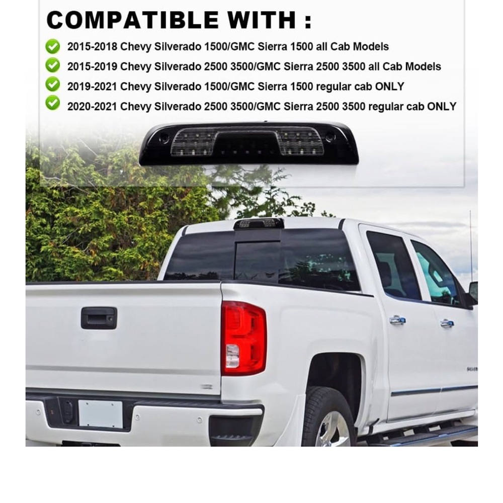 Black LED Third Brake Light for Chevy Silverado and GMC Sierra